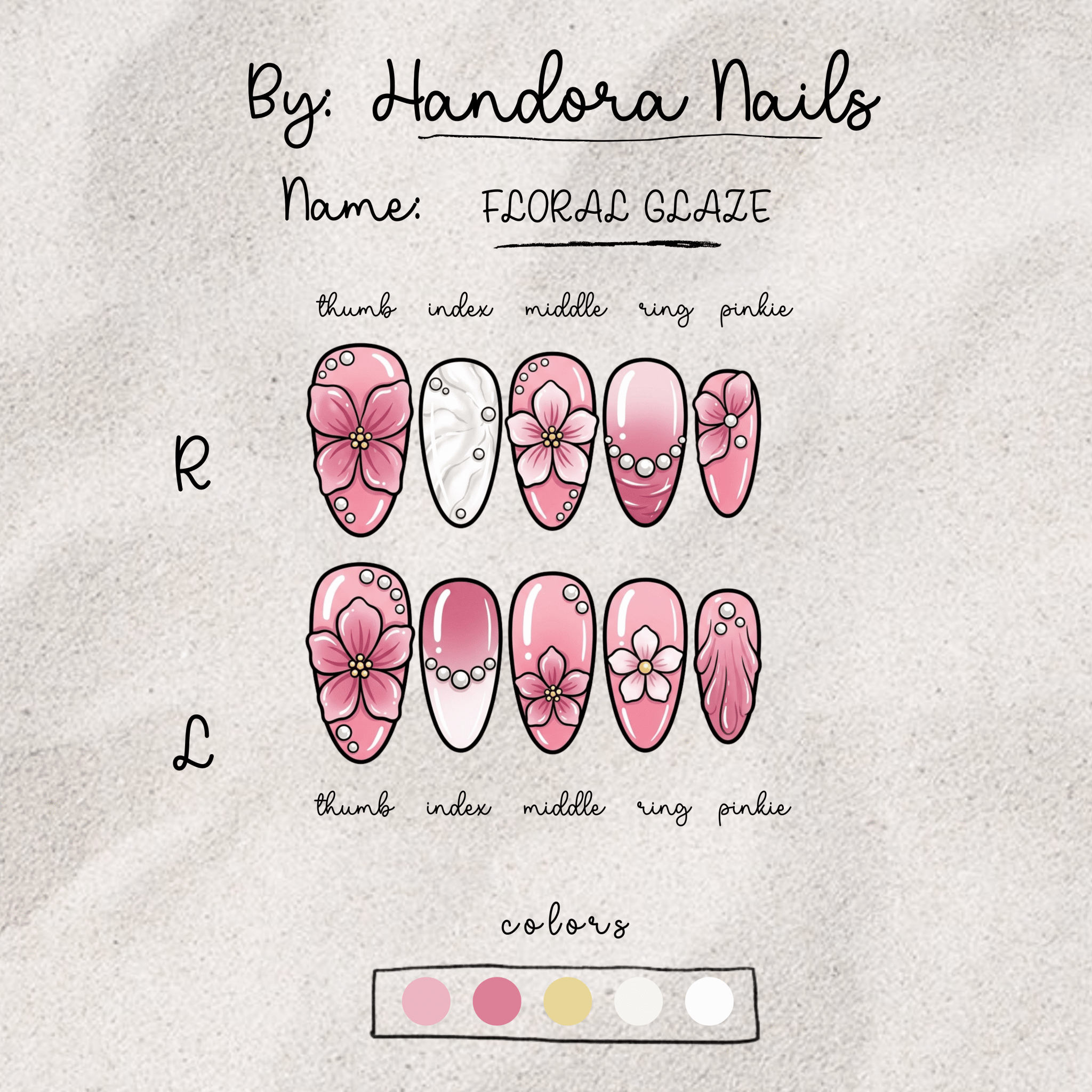 Floral Glaze press-on nails by Handora