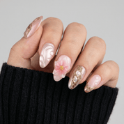Floral Kintsugi press-on nails – hand-painted reusable gel set by Handora