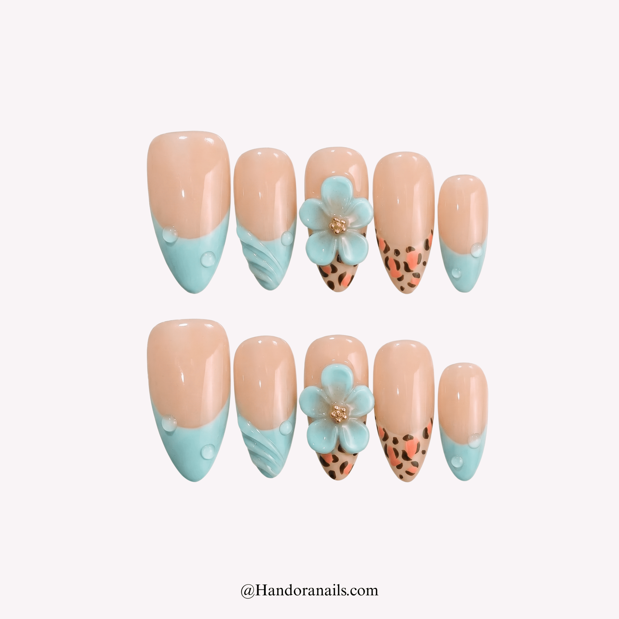 Floral Leopard floral press-on nails by Handora