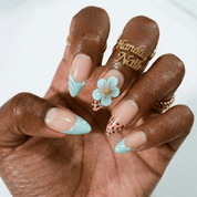 Floral Leopard press-on nails – hand-painted reusable gel set by Handora