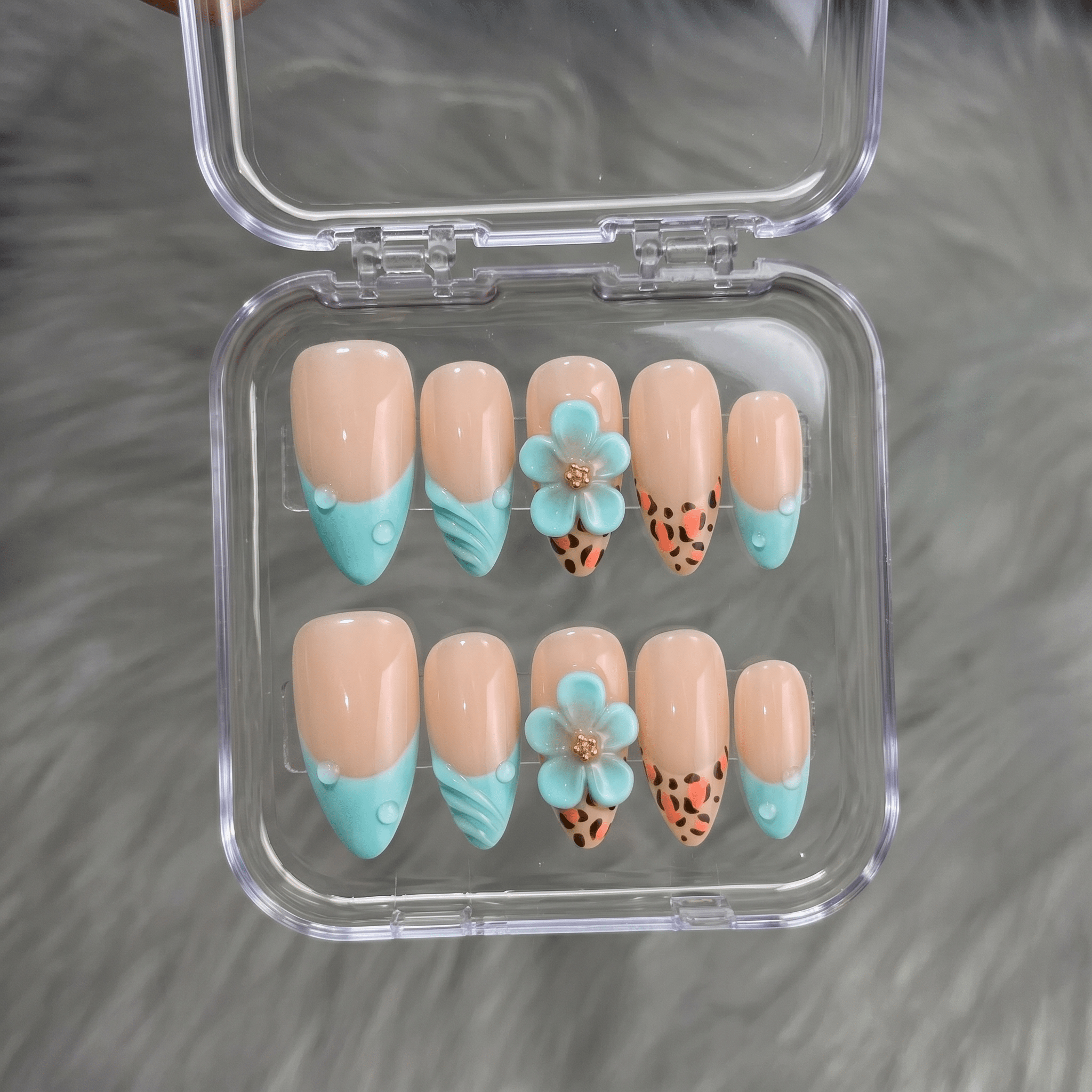 Floral Leopard press-on nails by Handora
