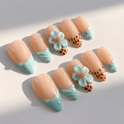 Floral Leopard full press-on nail set – sizes XS–L by Handora