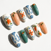 Floral Majolica press-on nails by Handora