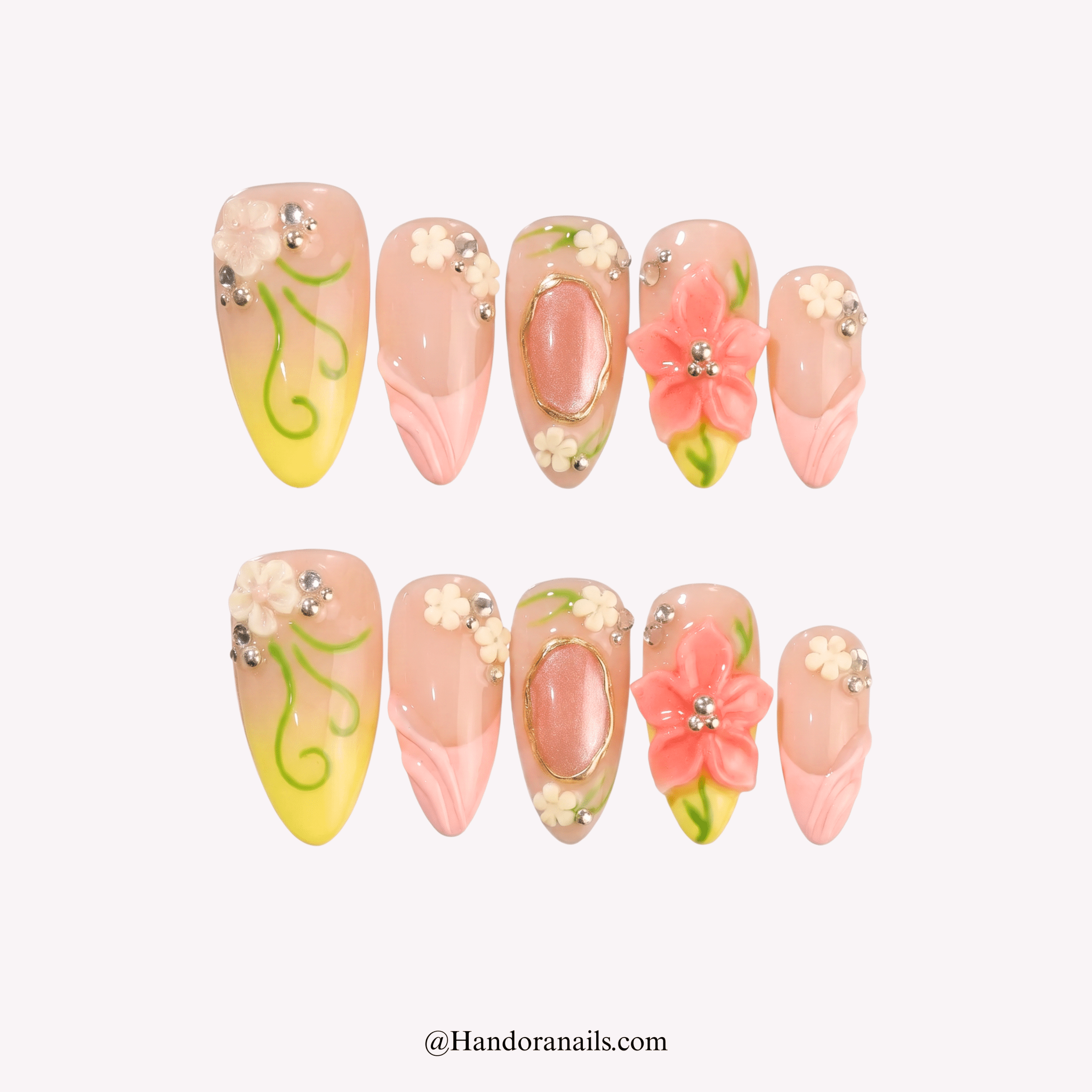 Floral Meadow floral press-on nails by Handora