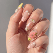 Floral Meadow press-on nails – design close-up by Handora