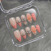 Floral Mocha press-on nails by Handora