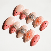 Floral Mocha full press-on nail set – sizes XS–L by Handora