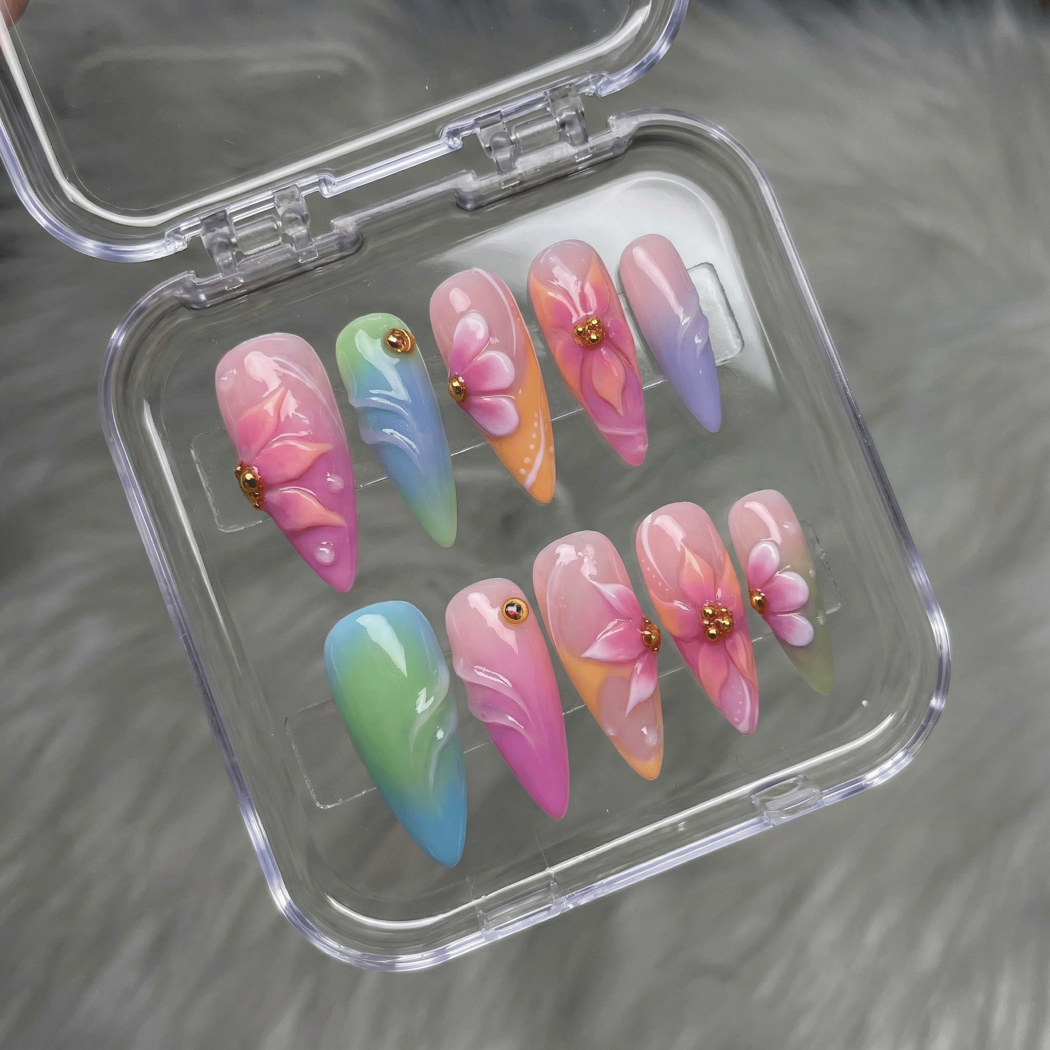 Floral Pastel press-on nails by Handora
