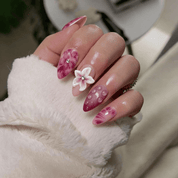 Floral Petals press-on nails – hand-painted reusable gel set by Handora