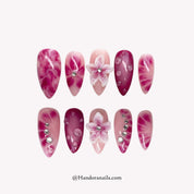 Floral Petals almond floral press-on nails by Handora