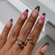 Floral Polka press-on nails – hand-painted reusable gel set by Handora