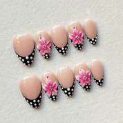 Floral Polka floral nail design – handmade press-on nails by Handora