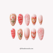 Floral Romance almond floral press-on nails by Handora
