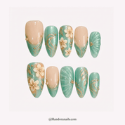 Floral Seafoam floral press-on nails by Handora