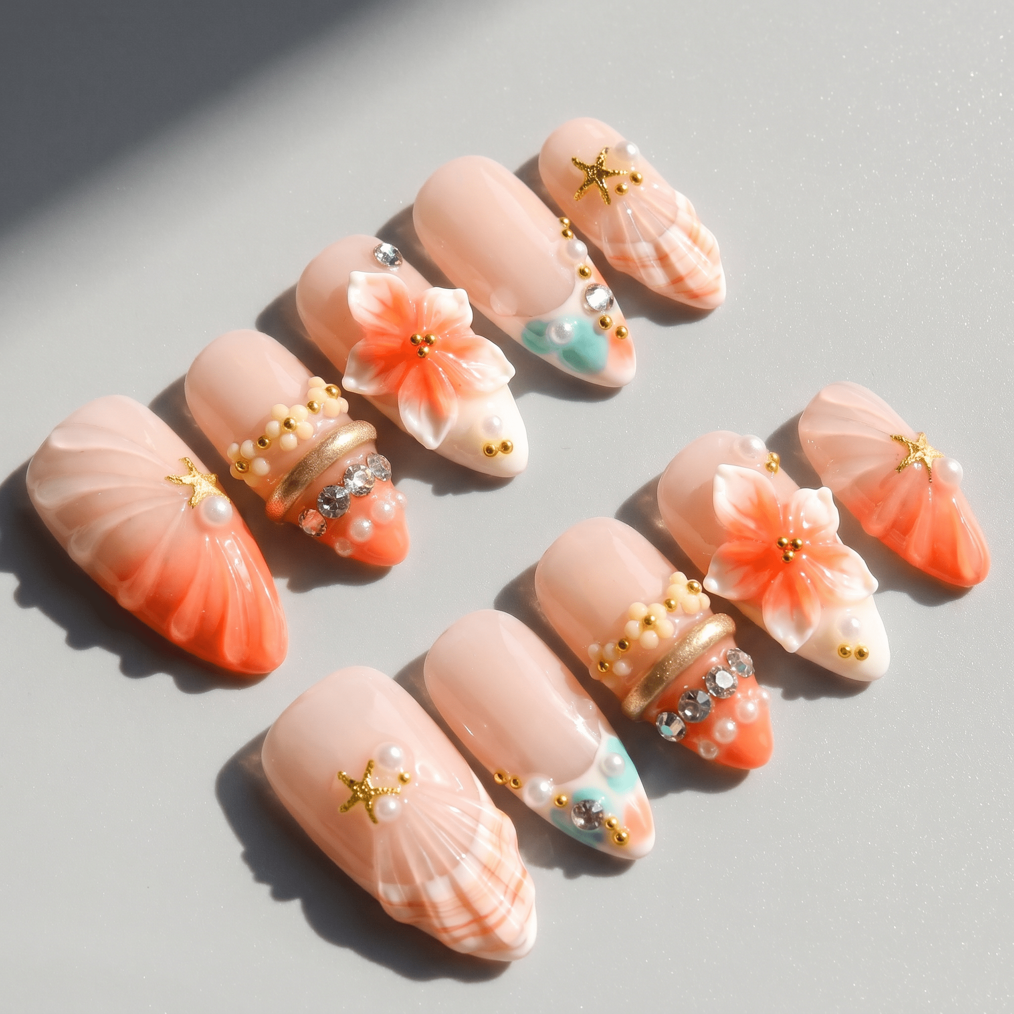 Floral Serenity press-on nails by Handora
