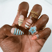 Floral Sorbet floral nail design – handmade press-on nails by Handora