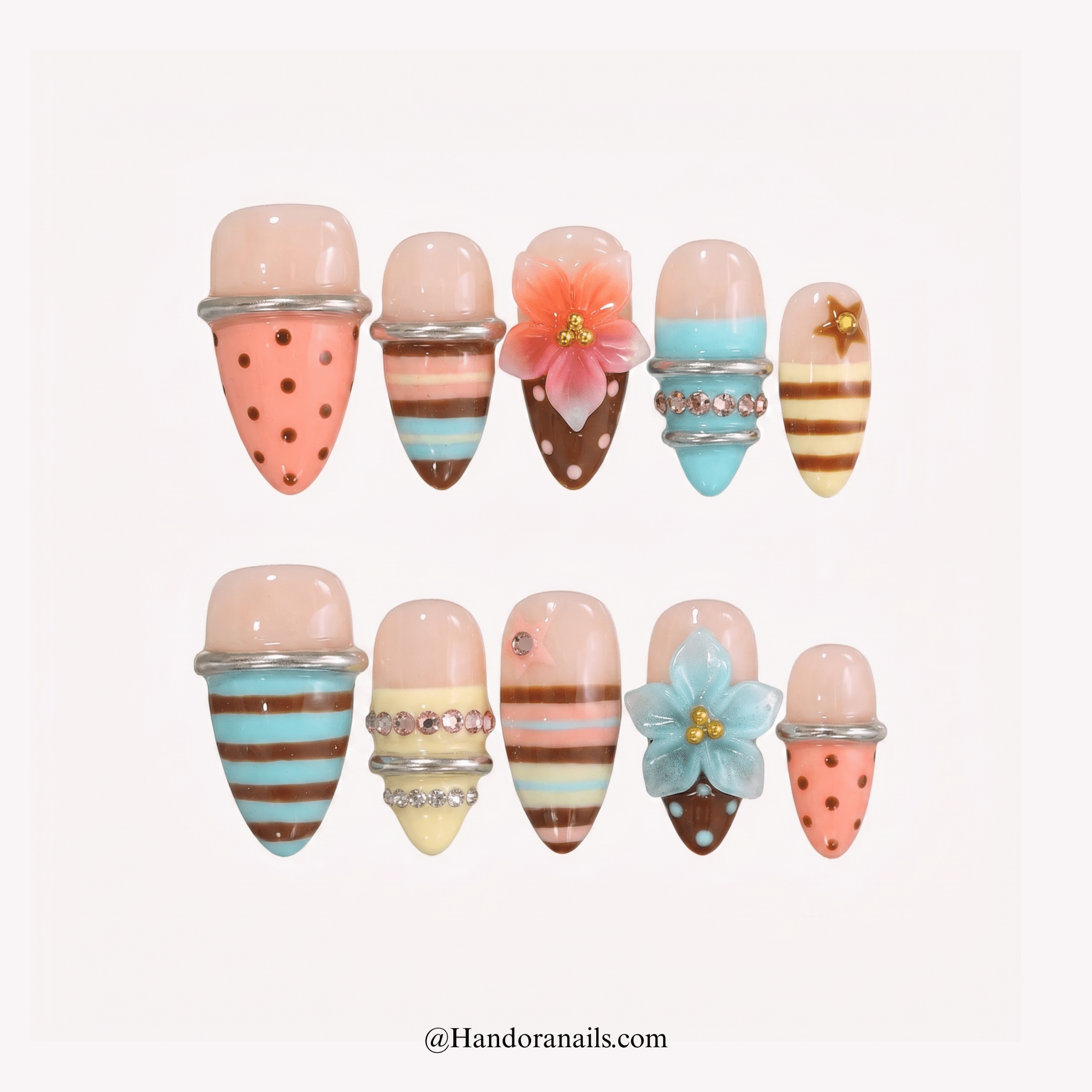 Floral Sorbet floral press-on nails by Handora