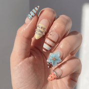 Floral Sorbet press-on nails – hand-painted reusable gel set by Handora