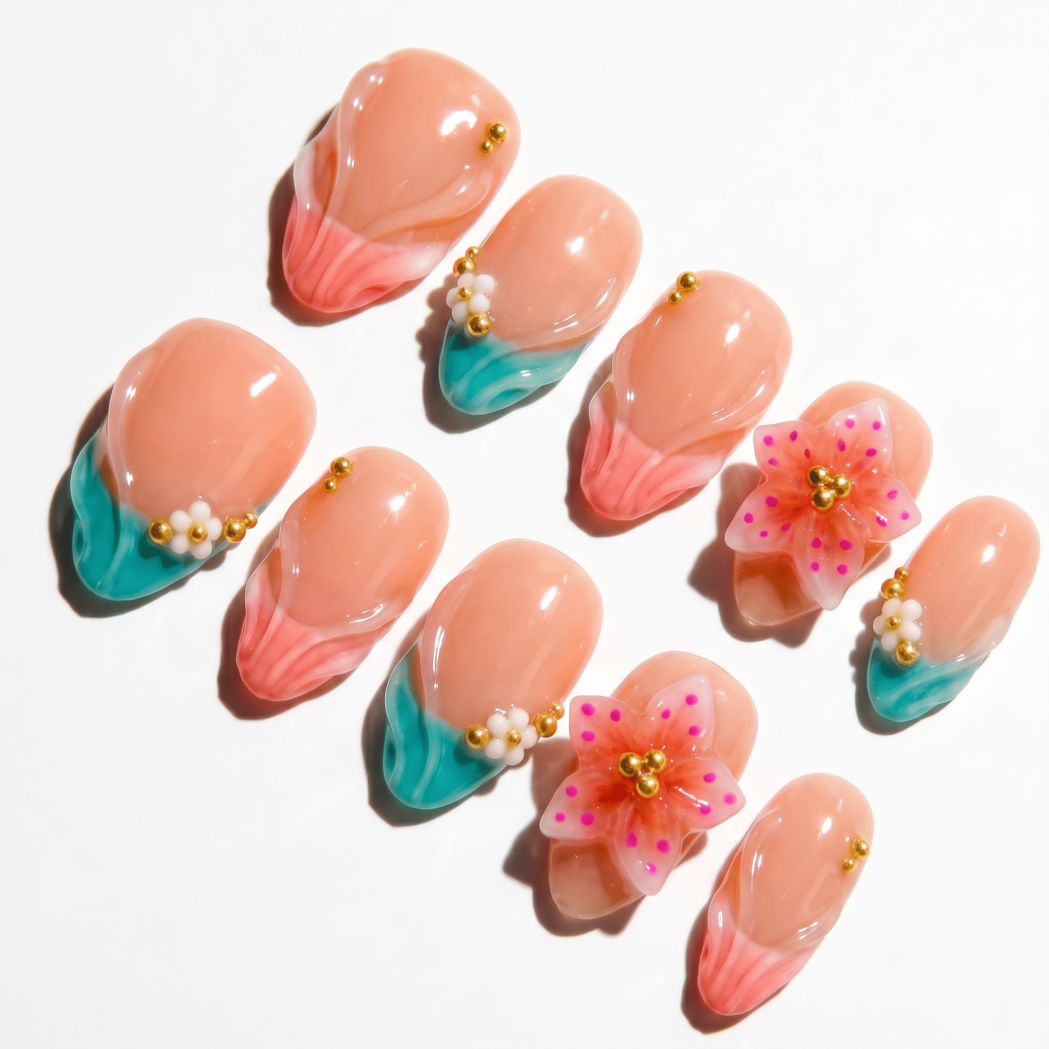 Floral Soul full press-on nail set – sizes XS–L by Handora