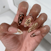 Floral Tortoise press-on nails – hand-painted reusable gel set by Handora