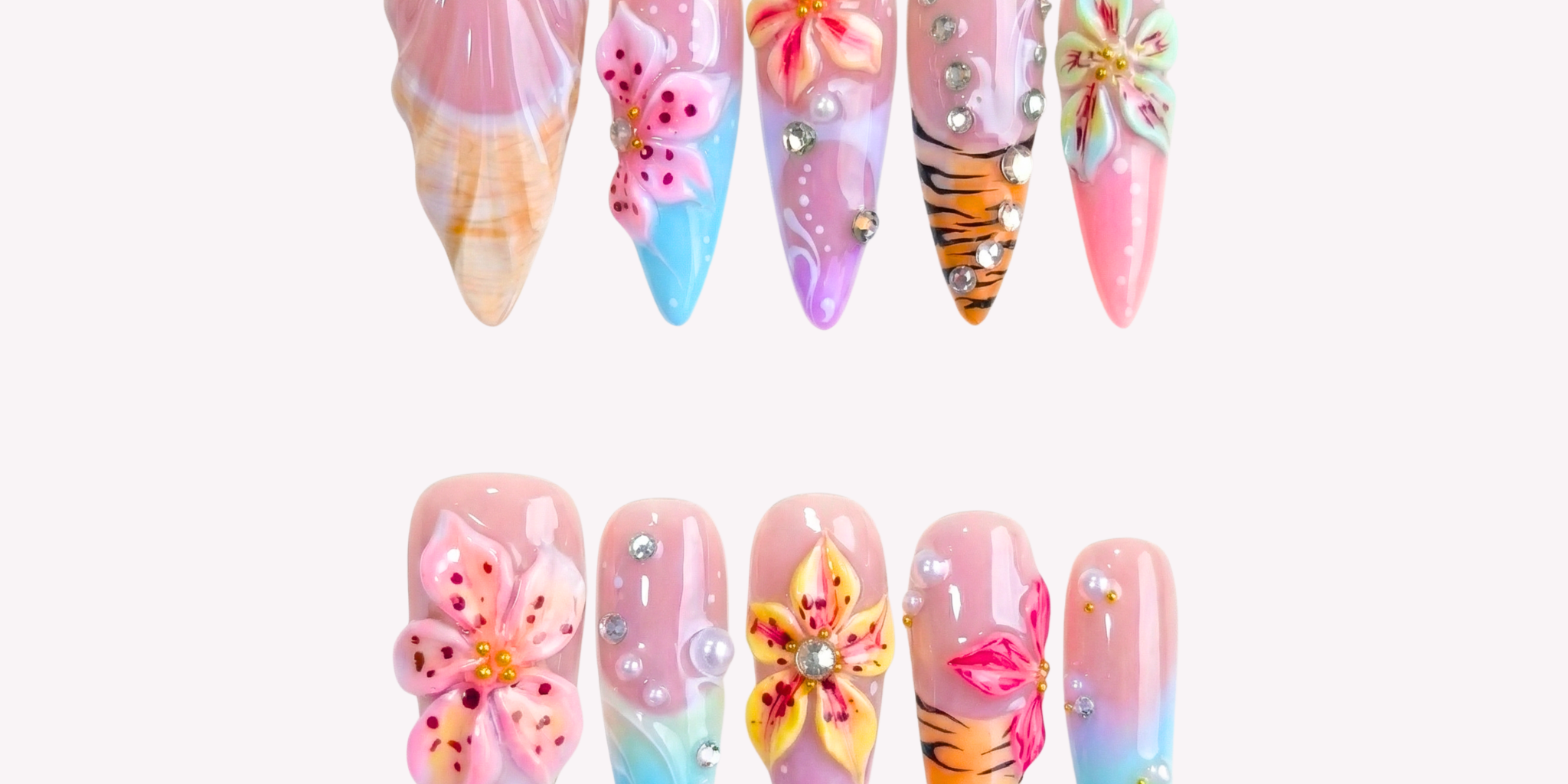 Floral Tropic - Handora Nails - Almond NailsHandmade Nailssale