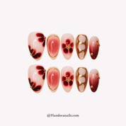 Floral Velvet almond floral press-on nails by Handora