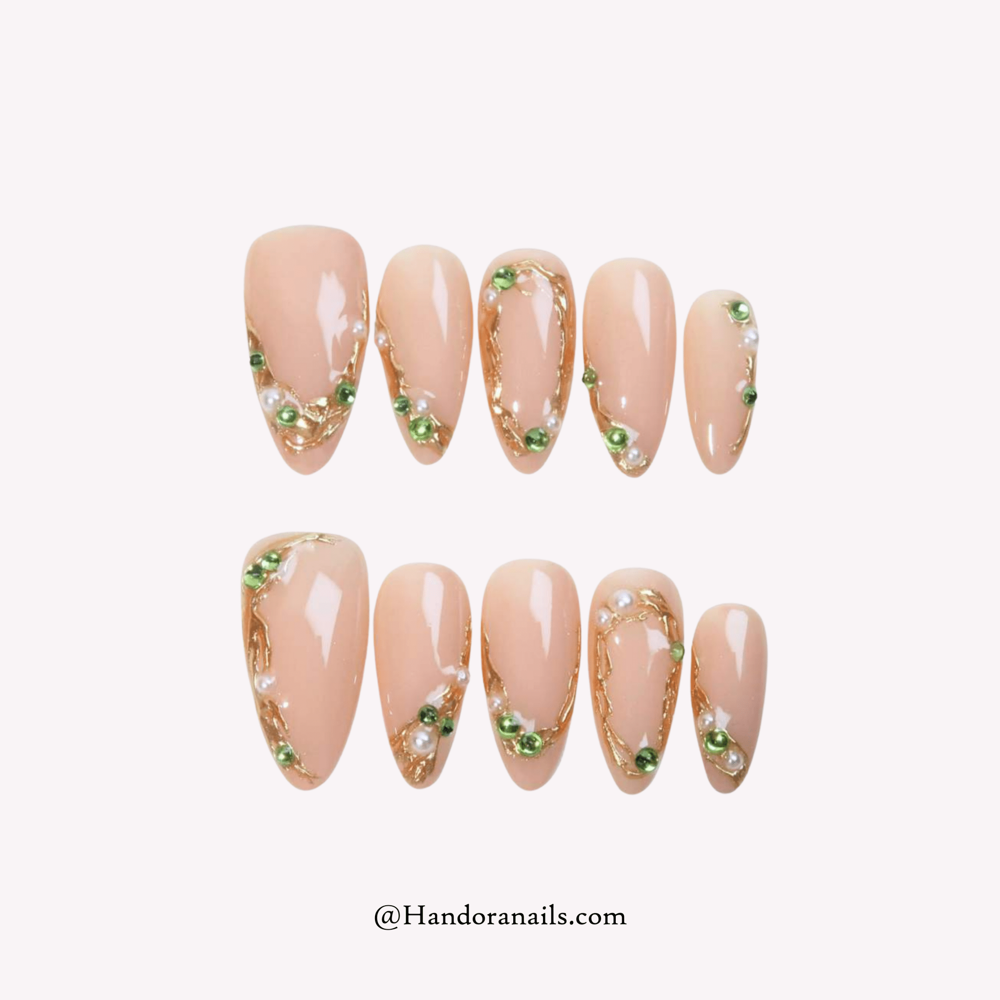 Floral Whisper almond floral press-on nails by Handora