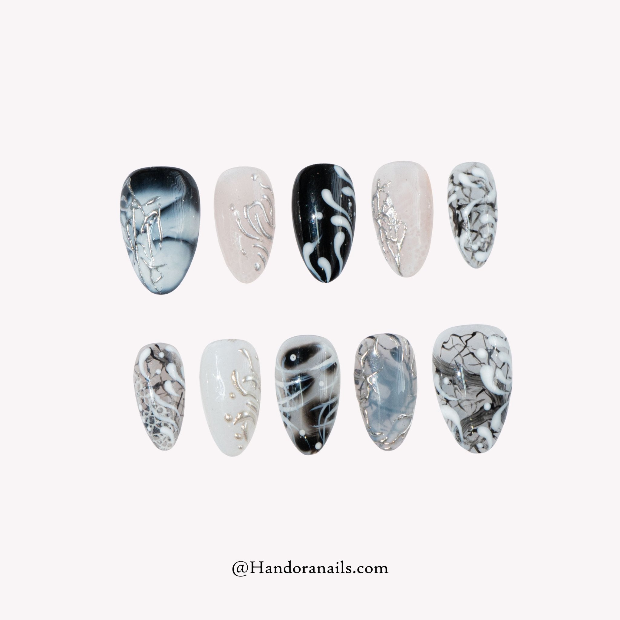 Fluid Ink press-on nails by Handora
