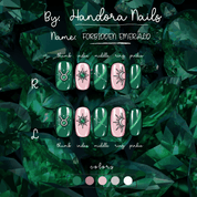 Forbidden Emerald press-on nails – design close-up by Handora