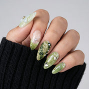 Forest Bloom press-on nails – hand-painted reusable gel set by Handora