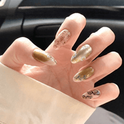 Forest Nymph press-on nails – hand-painted reusable gel set by Handora