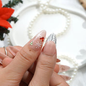 Frost Kiss christmas nail design – handmade press-on nails by Handora