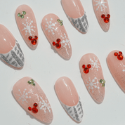 Frost Kiss christmas nail design – handmade press-on nails by Handora