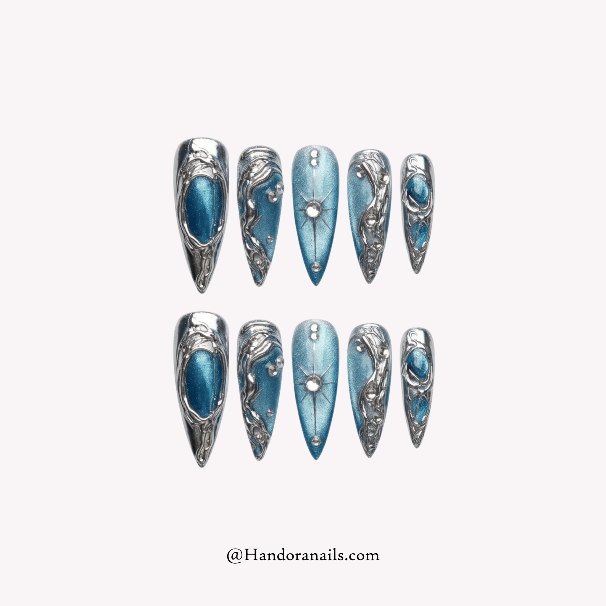 Frost Nebula cat eye press-on nails by Handora