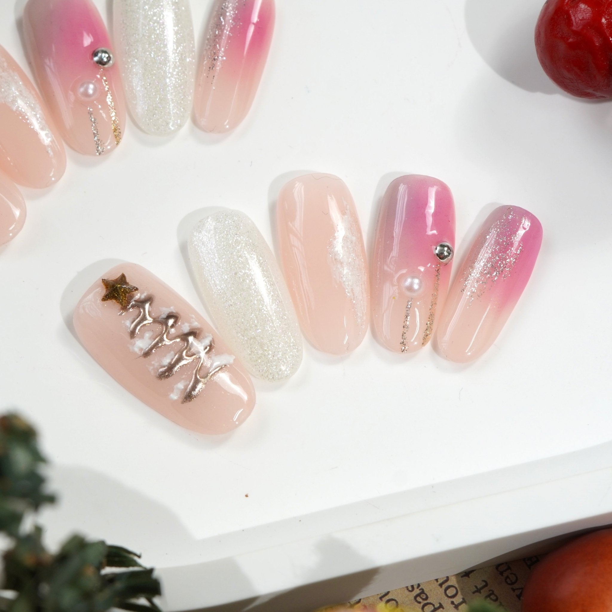 Frosted Pink pink press-on nails by Handora