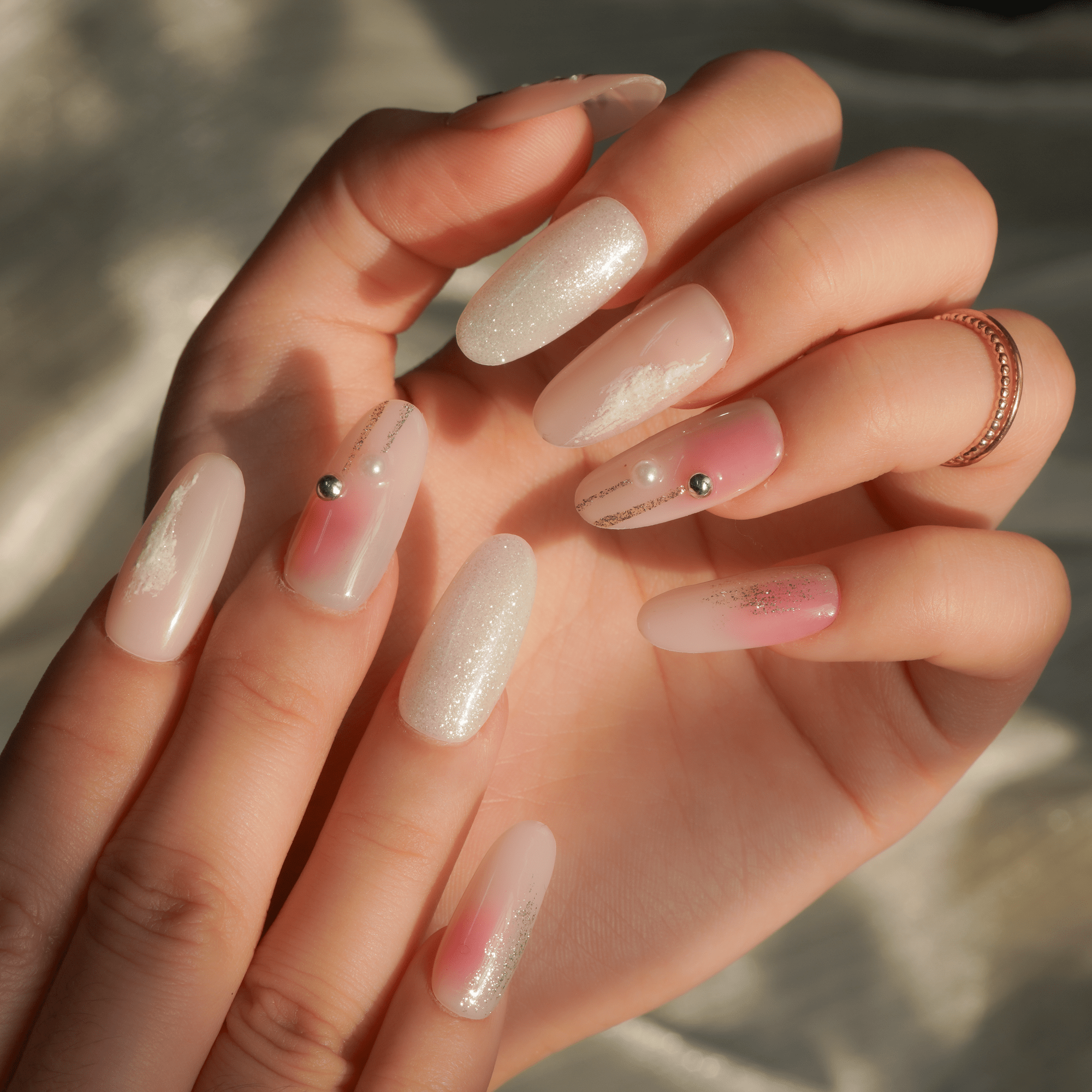 Frosted Pink salon-quality handmade press-on nails by Handora