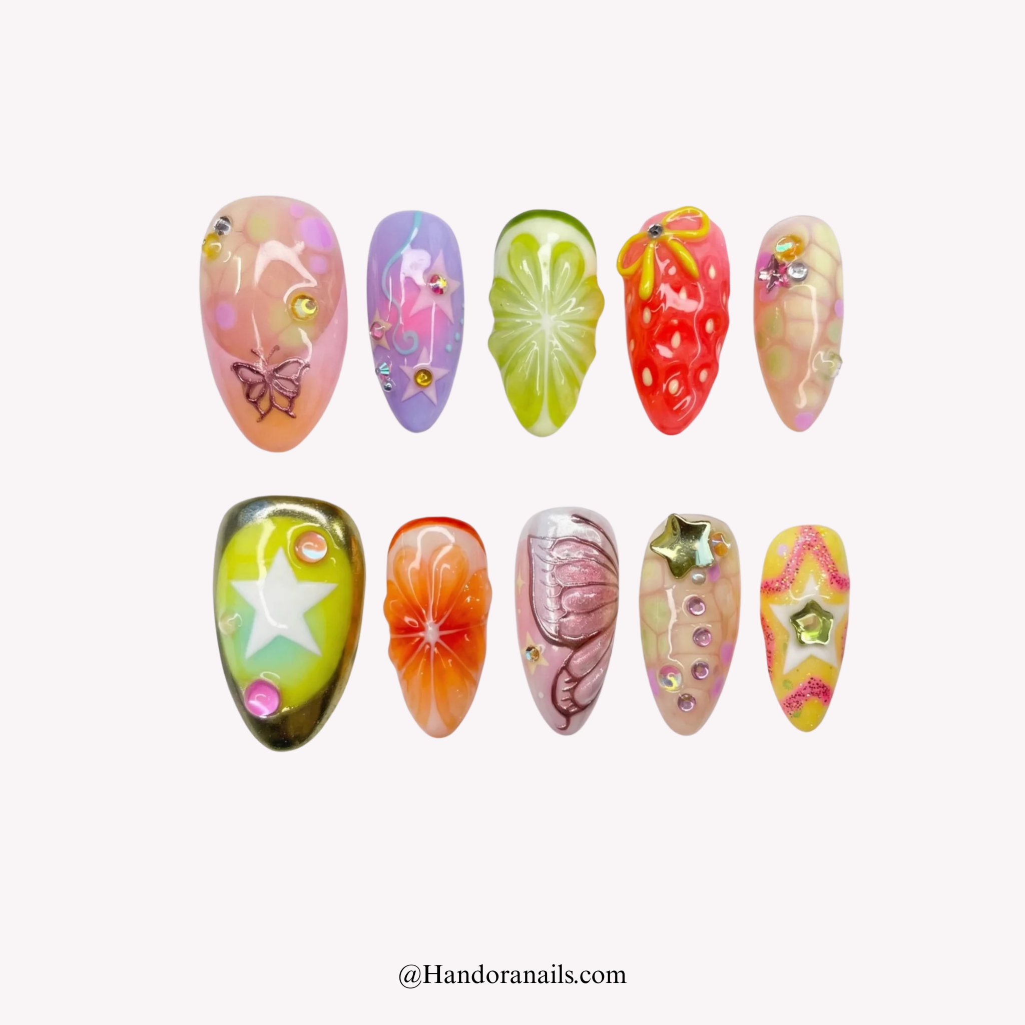 Fruit Carnival summer press-on nails by Handora