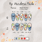 Fruit Picnic full press-on nail set – sizes XS–L by Handora