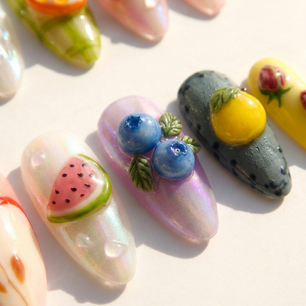 Fruit Punch salon-quality handmade press-on nails by Handora