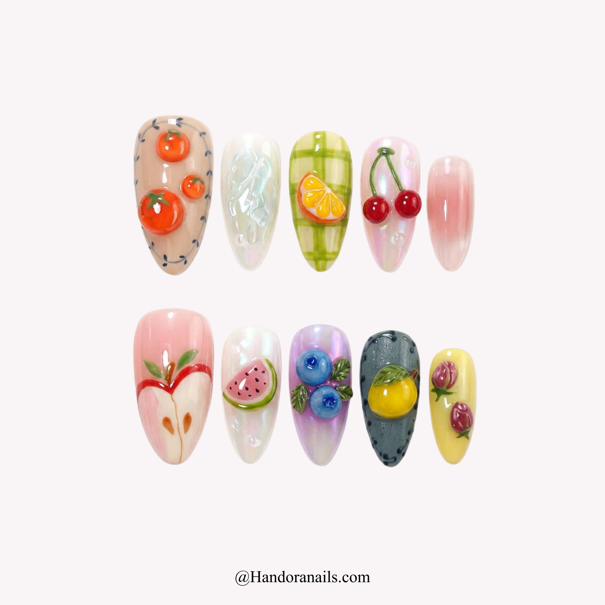 Fruit Punch kawaii press-on nails by Handora