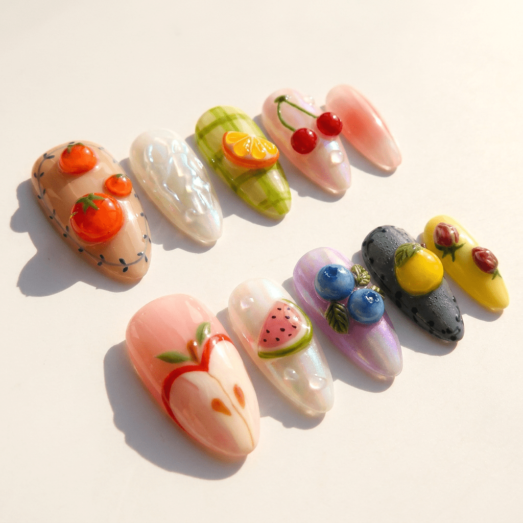 Fruit Punch press-on nails by Handora