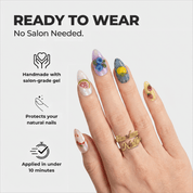 Fruit Punch press-on nails – design close-up by Handora