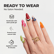 Fruity Party press-on nails – design close-up by Handora