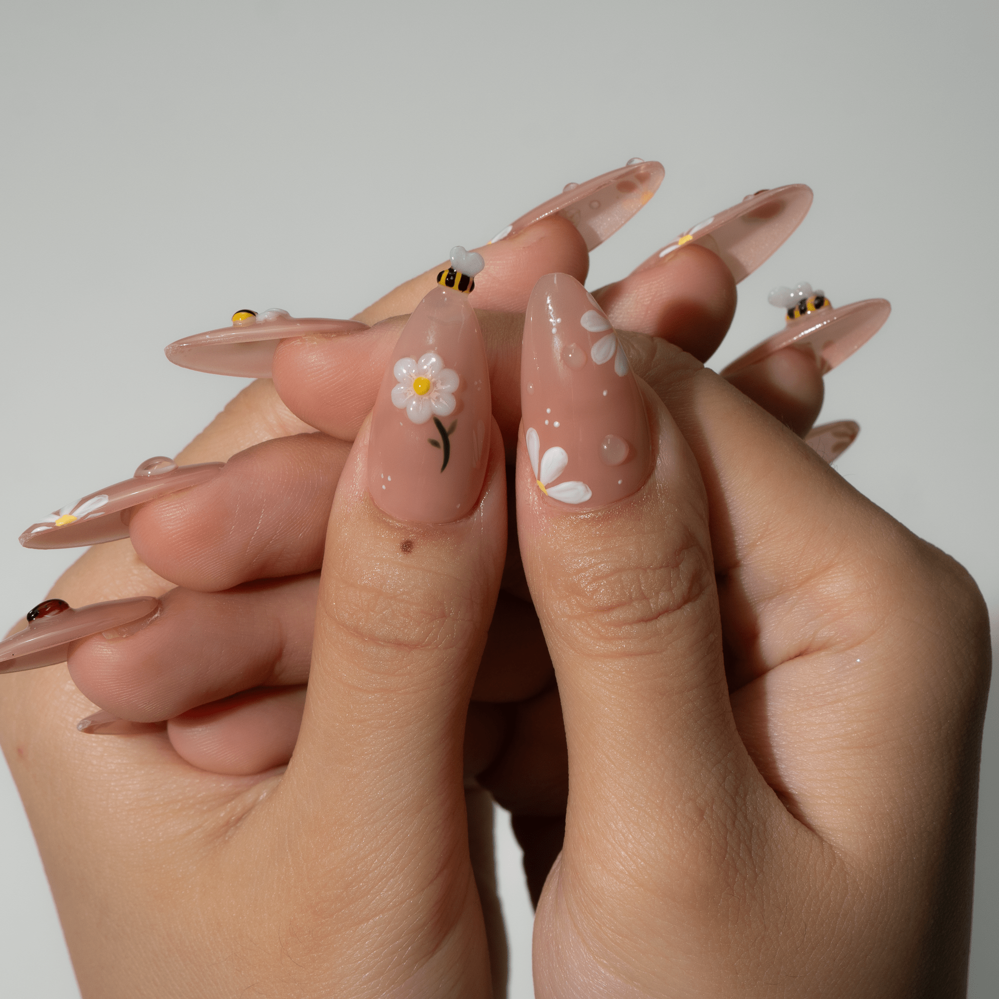 Garden Insects press-on nails – design close-up by Handora