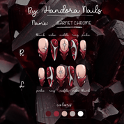 Garnet Chrome almond press-on nails – design close-up by Handora