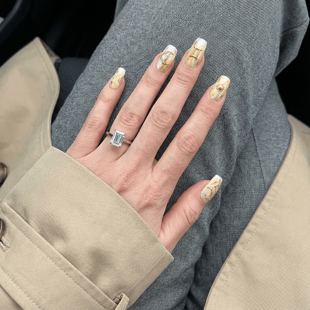 Gemini Glaze 3d nail design – handmade press-on nails by Handora