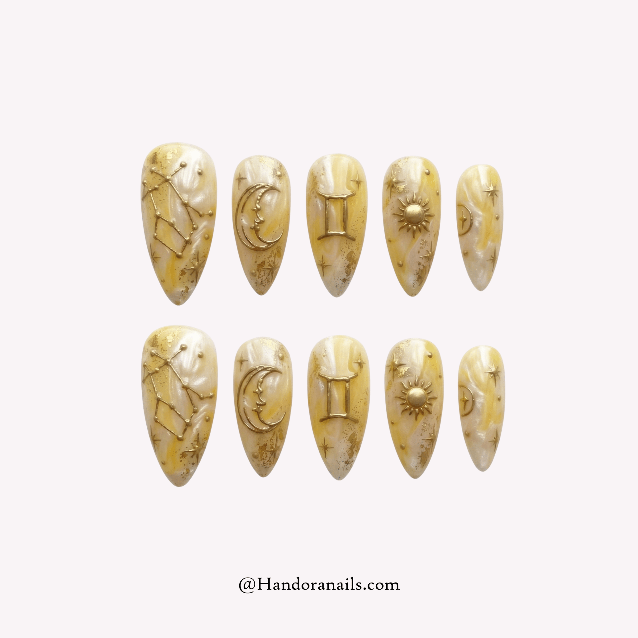 Gemini Glaze 3d press-on nails by Handora