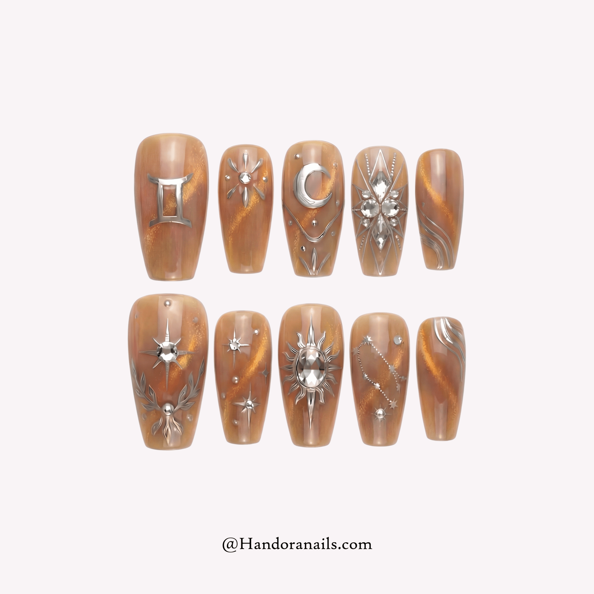 Gemini Vibe full press-on nail set – sizes XS–L by Handora