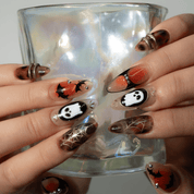 Ghost Night press-on nails – hand-painted reusable gel set by Handora
