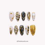 Gilded Baroque 3d press-on nails by Handora